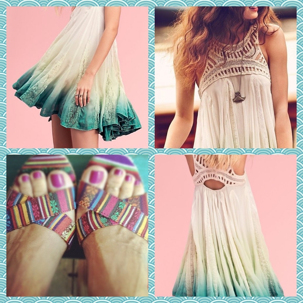 Free People One Amy Dip Dye Silk Dress